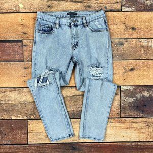 Kendall & Kylie Boyfriend Jeans Size 5 Juniors Acid Stone Wash Distressed Taper